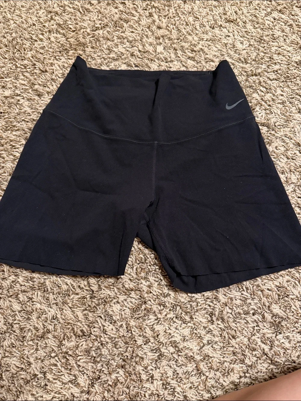 Nike Women's Black High-Waist Bike Shorts with Logo